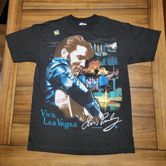 Alstyle Apparel SS Black Unisex Tee Elvis "Viva Las Vegas" - Size Medium NWOT - Picture 2 of 5